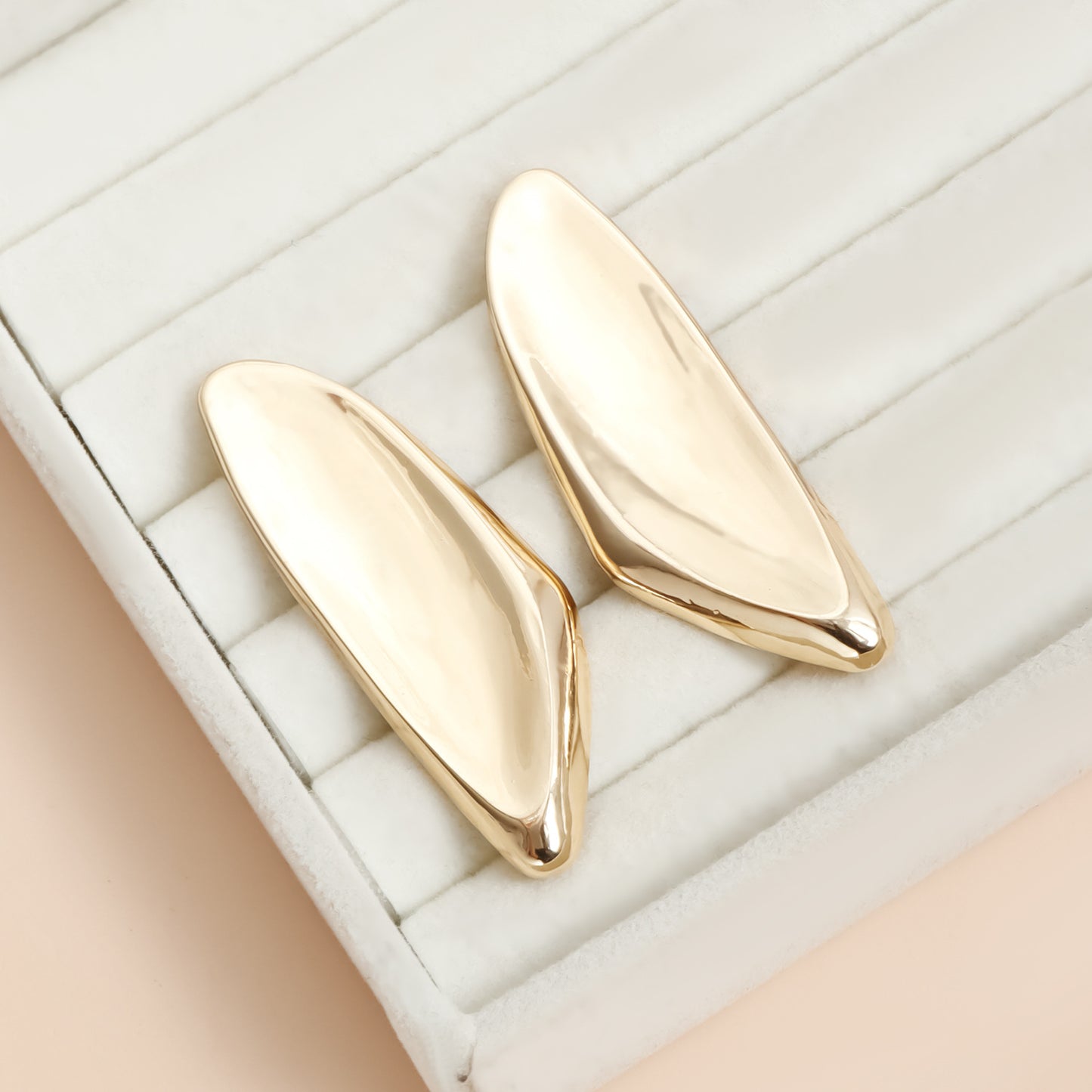 Minimalist Geometric Irregular Stud Earrings in Zinc Alloy with Electroplated Finish Liquid Lava Texture Luxe Style for Women