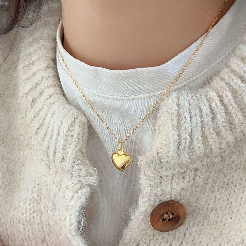 Sweet 925 Sterling Silver Heart Necklace Gold and Platinum Plated Short Chain