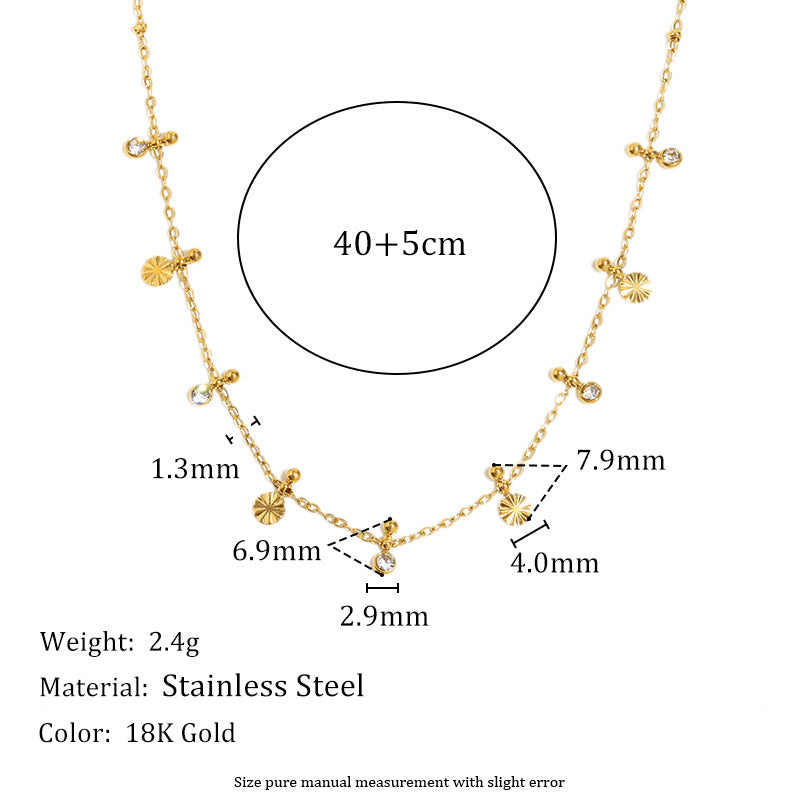 Minimalist Geometric Stainless Steel Plated 18K Gold Fine Chain Tassel Pendant Necklace for Women