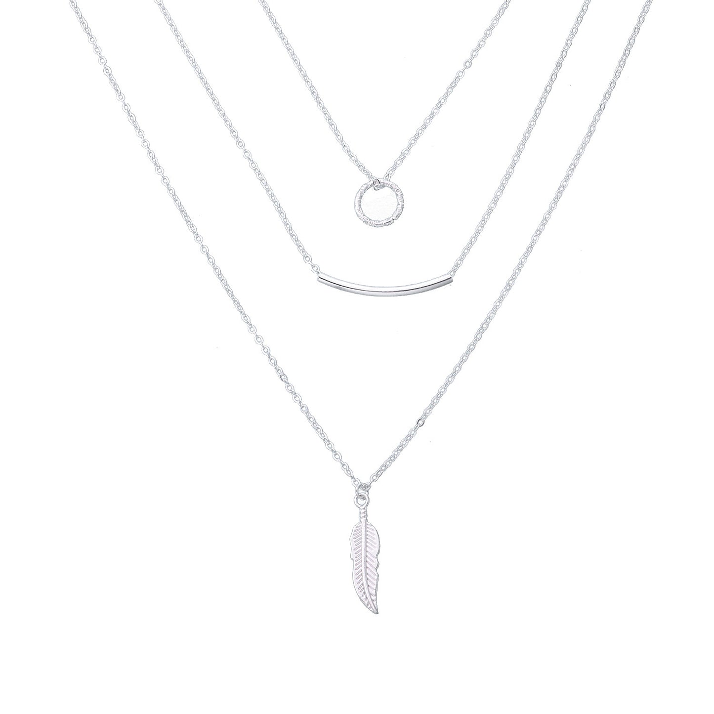 Fashion Multi-Layer Geometric Leaf Pendant Necklace for Women with Alloy Construction and Electroplated Finish