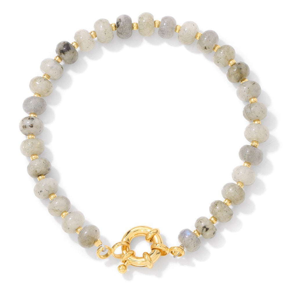 Sweet Elegant Geometric Gemstone Beaded Bracelet for Women with OT Clasp