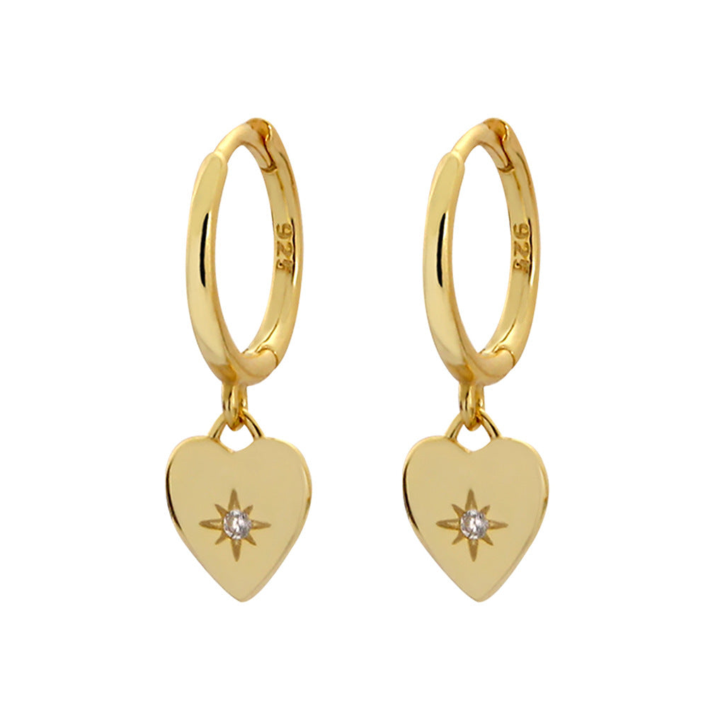 Orecchini a Cuore in Argento Sterling 925 Placcato con Strass