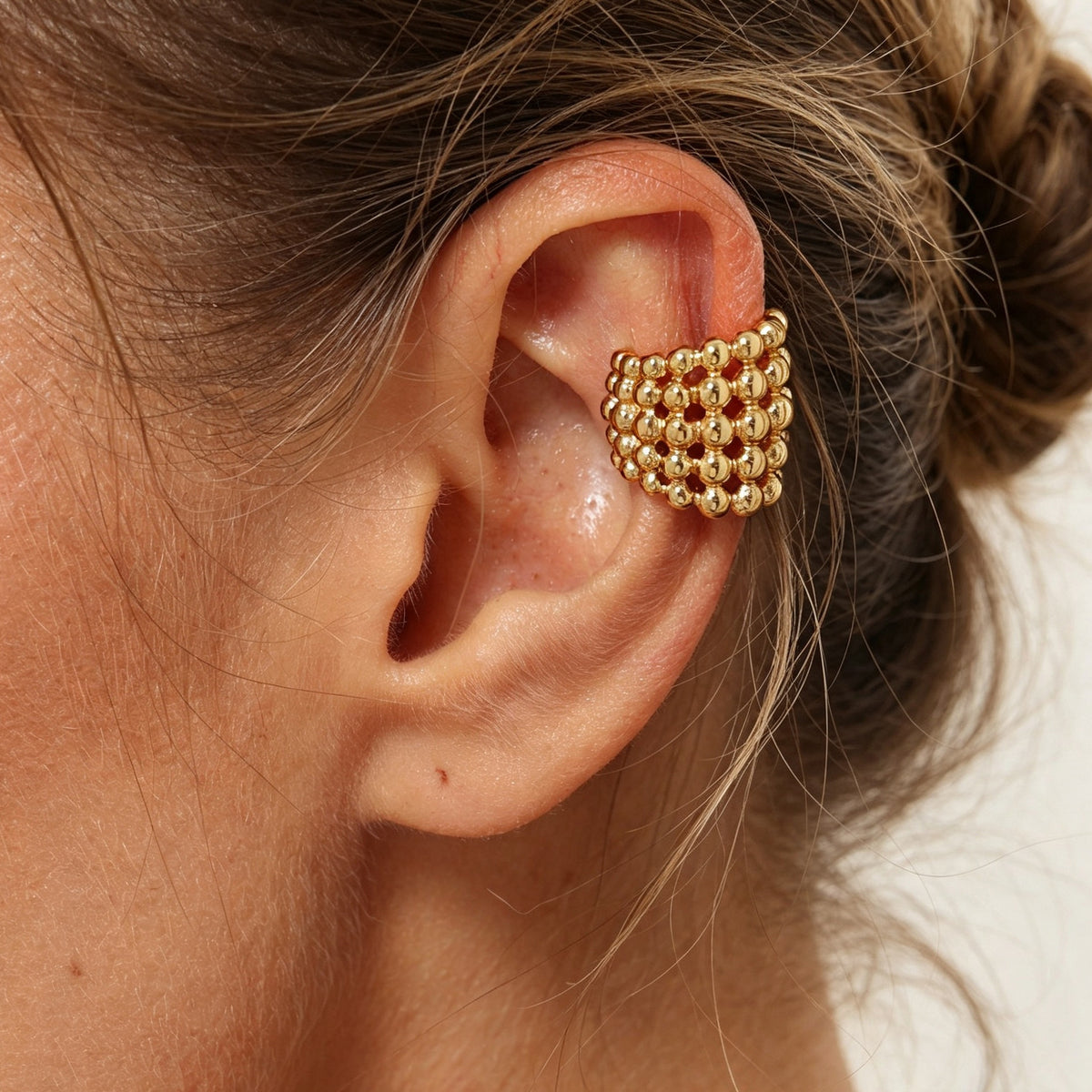 Minimalist Round Geometric PVD Stainless Steel Hollow C-Shaped Ear Cuff for Women