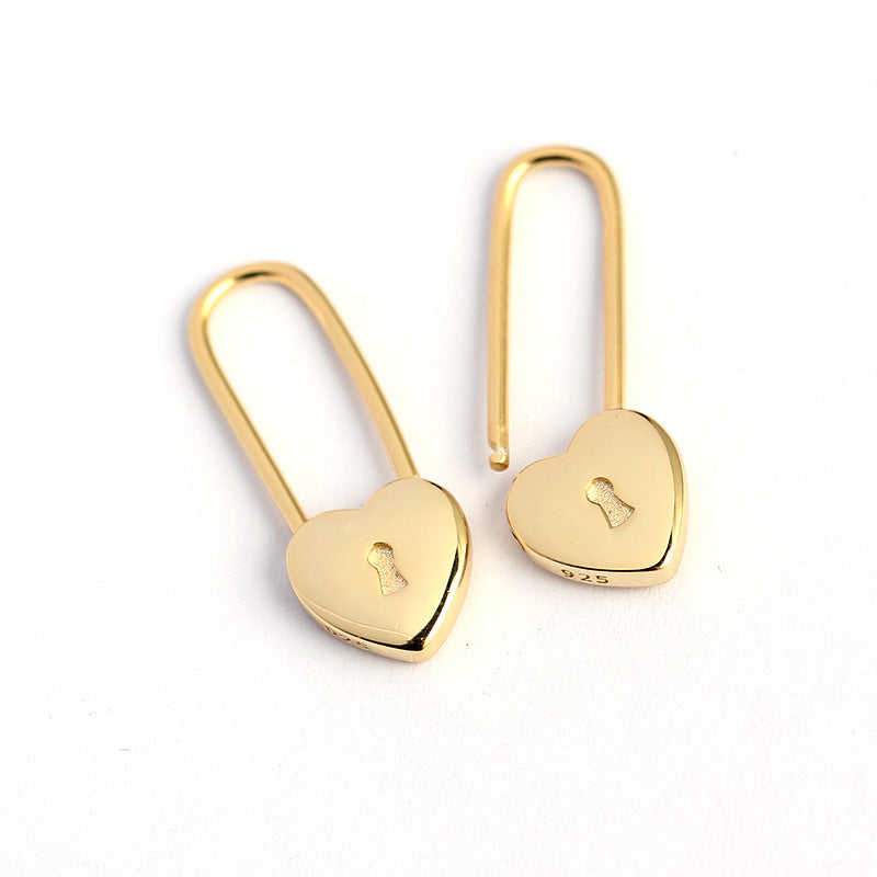 Sweet Luxury 925 Sterling Silver Heart Plated Hoop Earrings