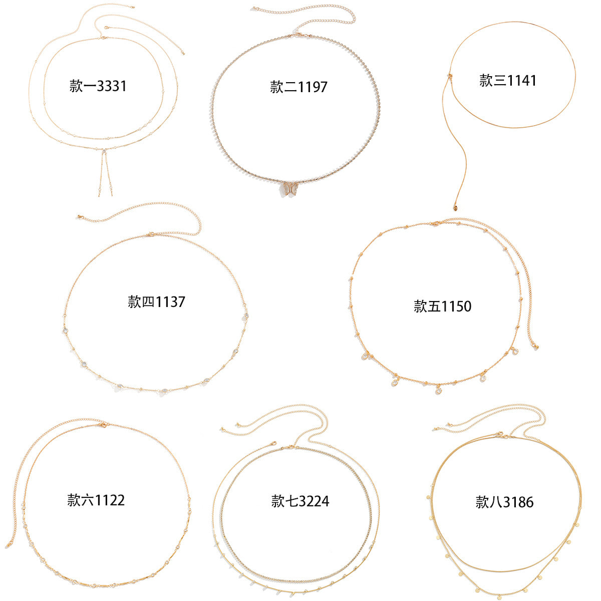 Hip-hop Casual Matte Alloy Double Layer Body Chain with Crystal Tassel Adjustable Waist Chain for Women