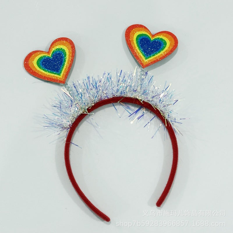 Sweet Cartoon Heart Floral Fabric Headband for Girls Festival Costume Party Hair Accessory
