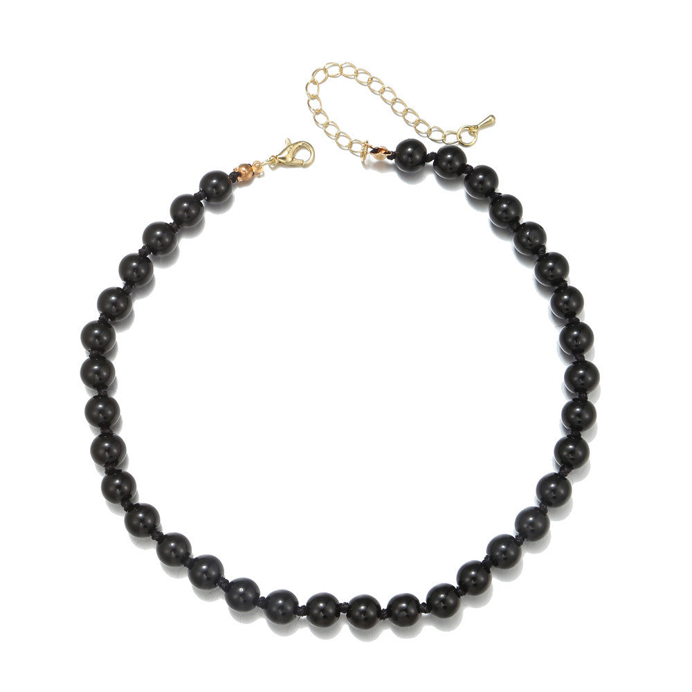 Minimalist Casual Round Pearl Necklace Cable Chain Unisex