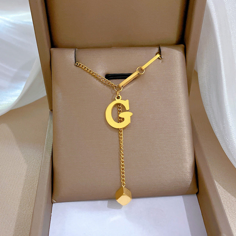 Collana Minimalista Geometrica in Acciaio Titanio Placcato per Uomo e Donna Stile Fresco e Dolce