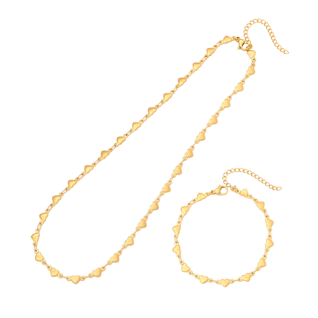 Elegante set collana con pendente a cuore in acciaio inossidabile placcato da donna