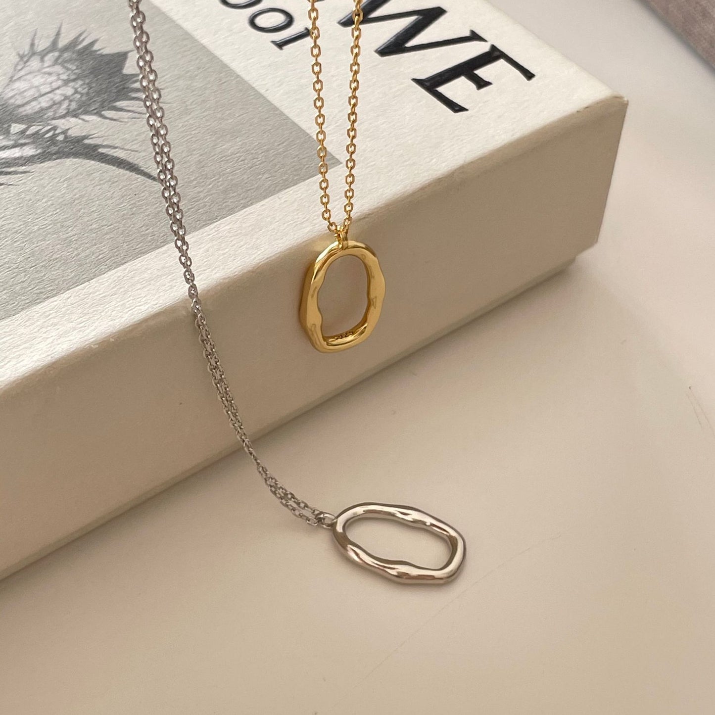 925 Sterling Silver Irregular Geometric Necklace for Women Minimalist Fashion Commuter Jewelry