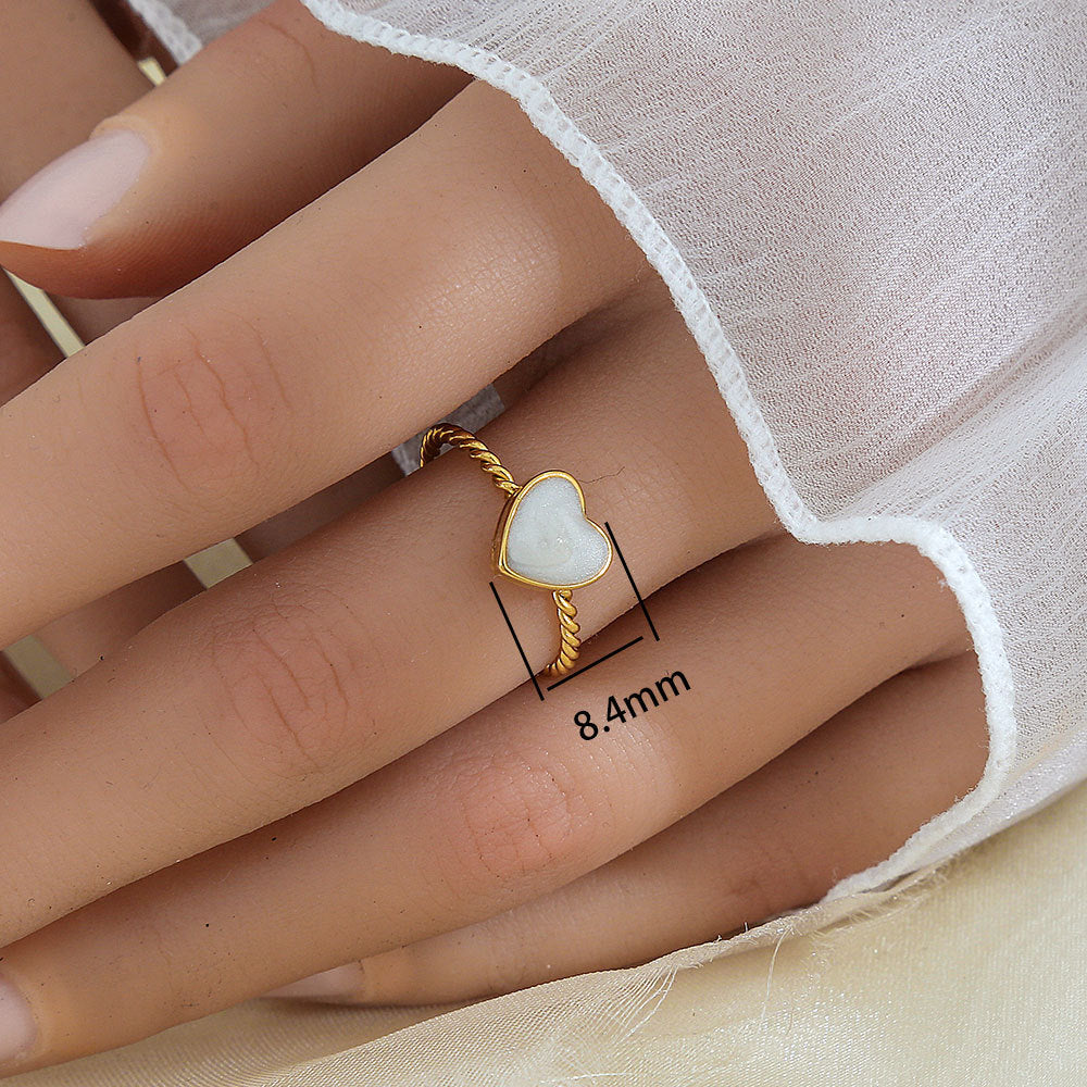 Anello Minimalista a Forma di Foglia in Acciaio Inossidabile Placcato Oro 18K da Donna e da Uomo