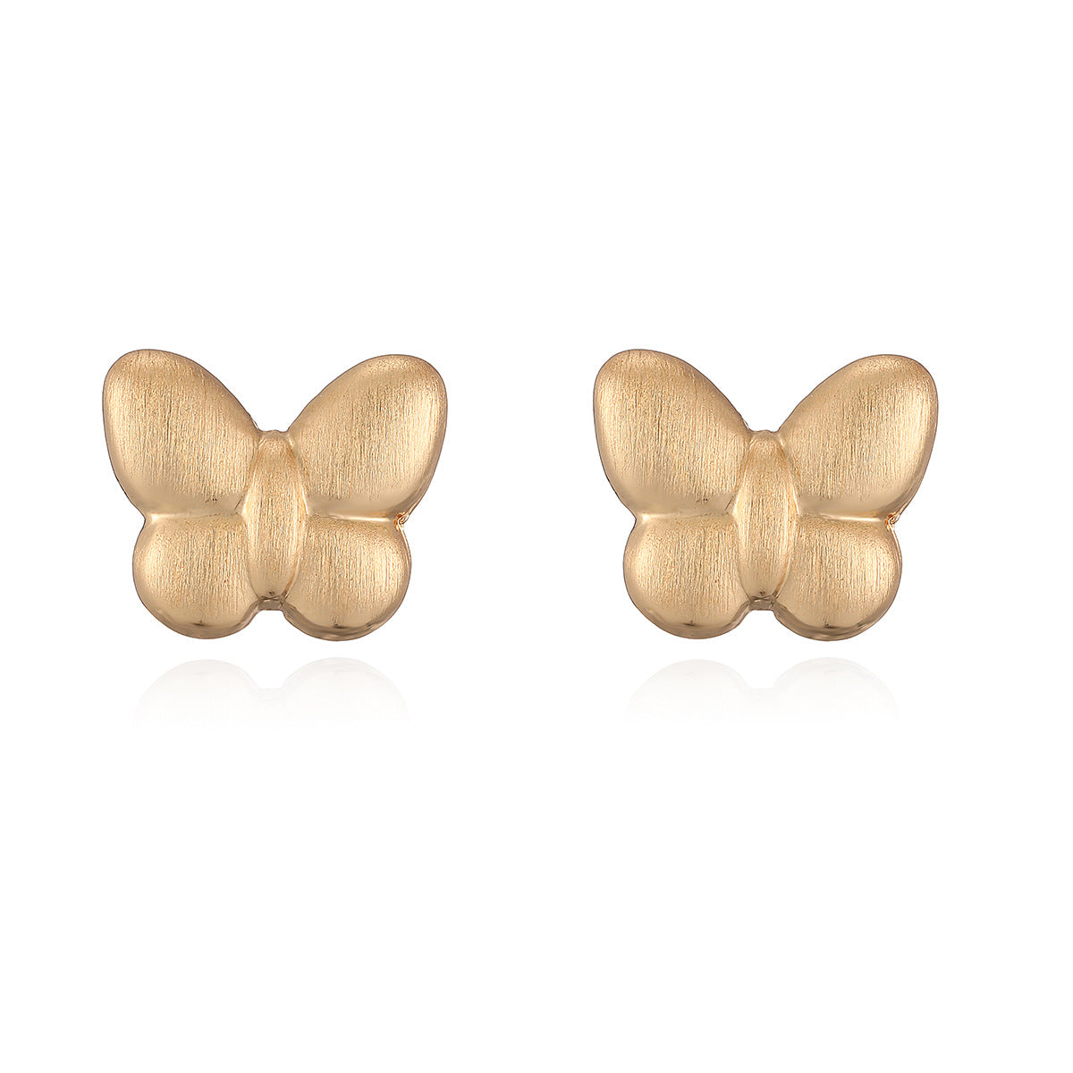 Minimalist Sweet 18K Gold Plated Brushed Brass Butterfly Earrings