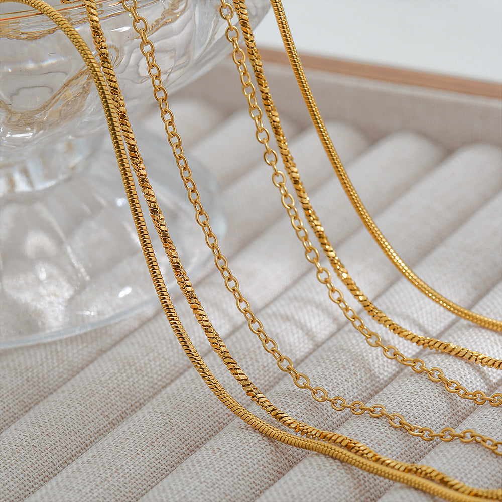 Collar minimalista en forma de U de acero inoxidable chapado en oro para mujer, estilo de capas para cadena de clavícula