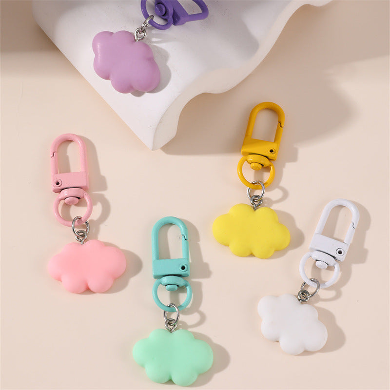 Lindo llavero giratorio de metal con nudo de nube de flor de macaron de dibujos animados para regalos de graduación y cumpleaños de profesores