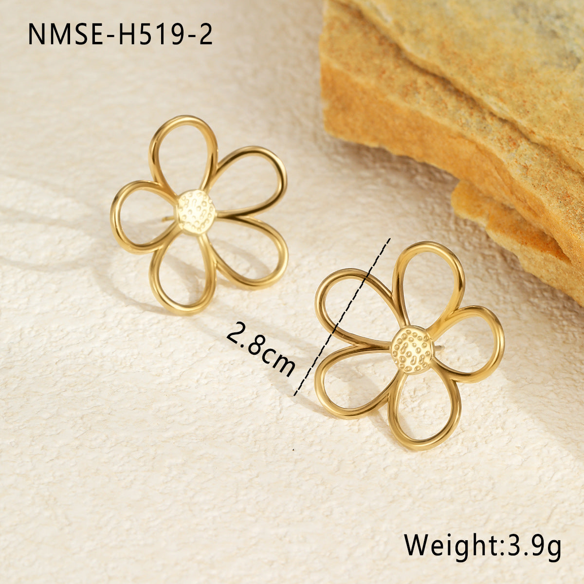 Luxury Vintage Style Hollow Flower Titanium Steel Ring and Stainless Steel Earrings for Women
