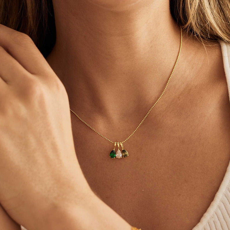 Collana a catena con ciondolo geometrico a goccia in acciaio al titanio placcato oro 18 carati, con barra a charm, unisex