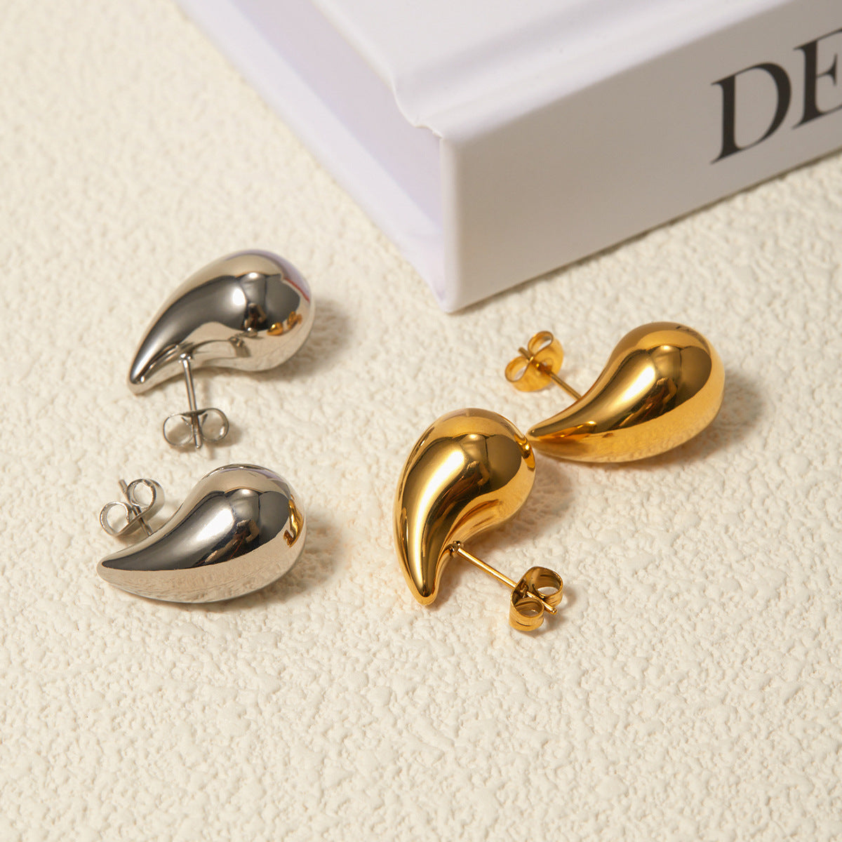 Orecchini da donna alla moda a goccia geometrica in acciaio inossidabile con placcatura in oro 18 carati