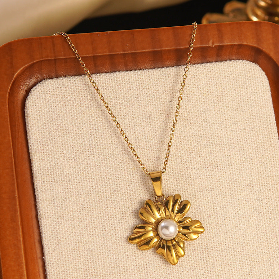 Set collana e orecchini a stella marina con fiocco conchiglia smaltato in acciaio inossidabile e titanio con catena a cavo per donna