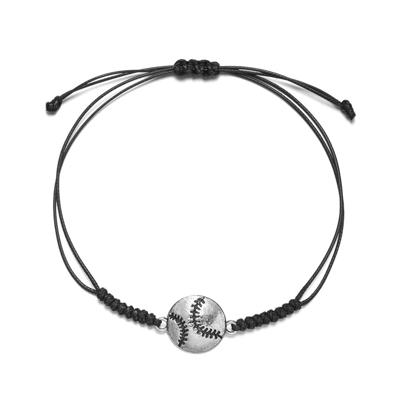 Bracciale regolabile artigianale con ciondolo a sfera geometrica unisex in corda cerata