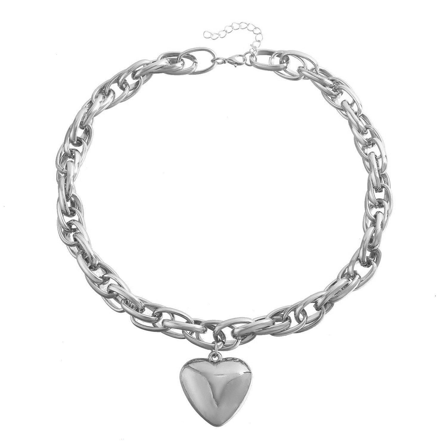 Minimalist Heart-Shaped Alloy Pendant Necklace with Plated Finish for Women Choker Style