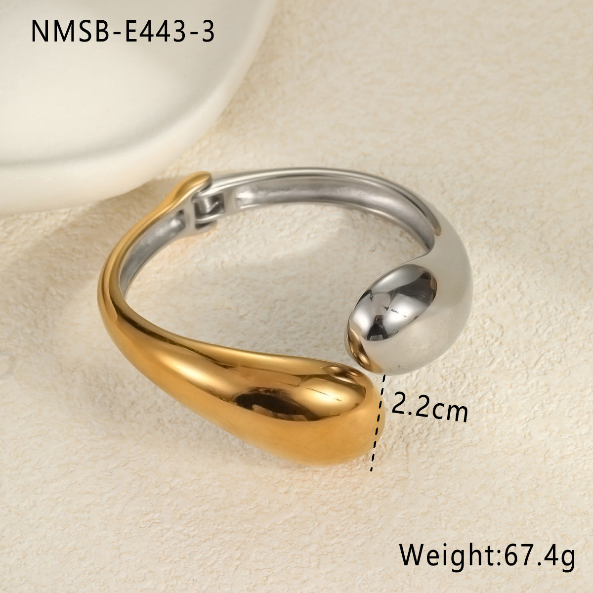 Bracciale geometrico minimalista in acciaio inossidabile con placcatura oro e argento da donna