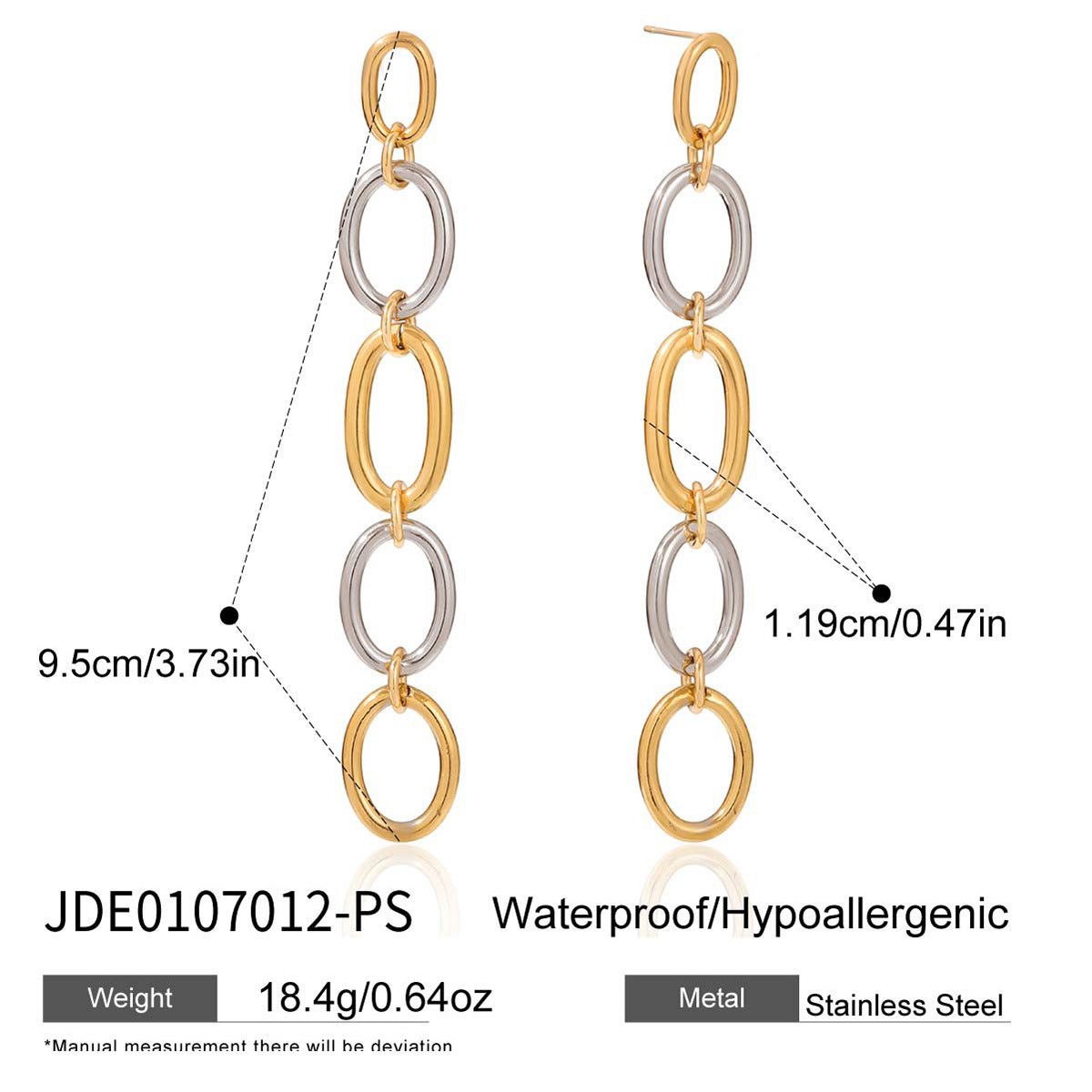 Orecchini a perno geometrici in acciaio inossidabile con finitura galvanica da donna, di lusso, leggeri, alla moda