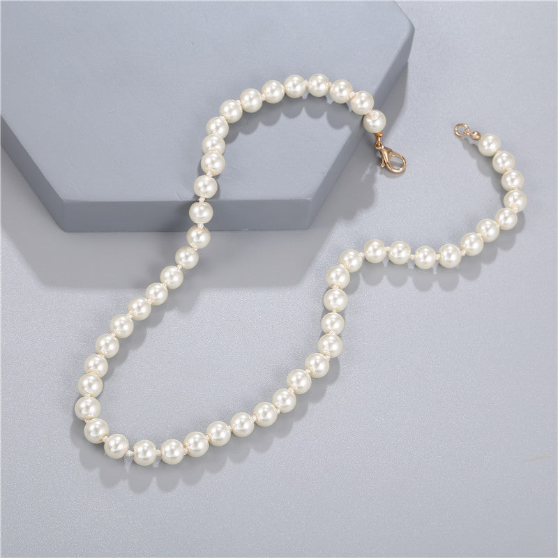 Men's Stainless Steel Imitation Pearl Bracelet 6/8/10mm Round Beads