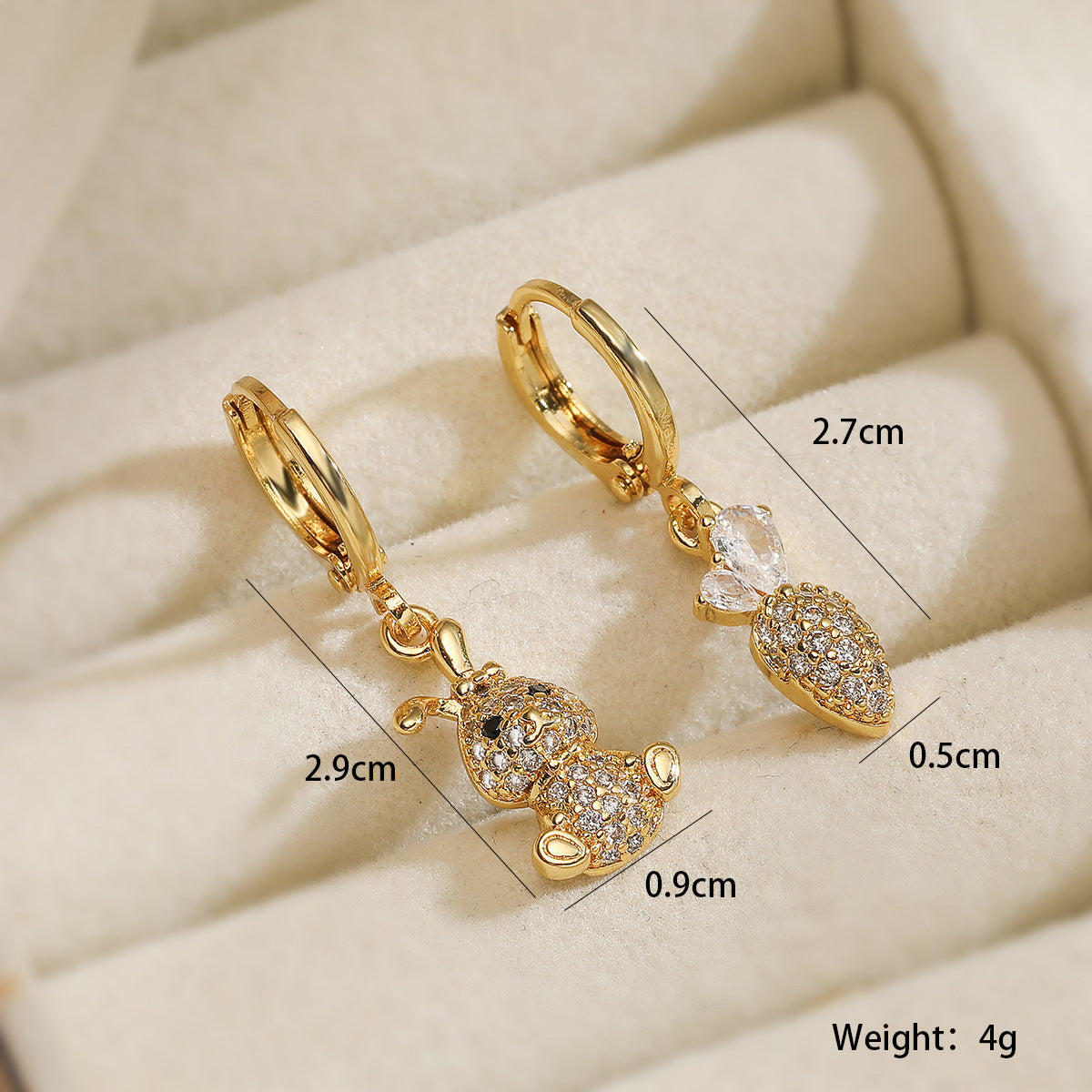 Minimalist Geometric Rabbit Turtle Animal Brass Earrings for Women
