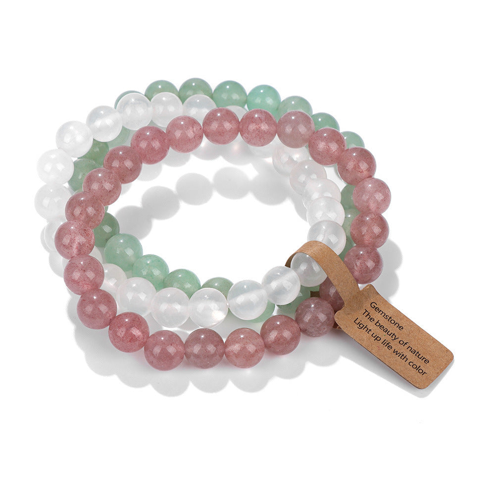 Elegant Geometric Round Agate Beaded Stretch Bracelet Set Unisex