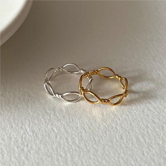 Minimalist Geometric Heart-Shaped 925 Sterling Silver Twist Wire Ring for Women