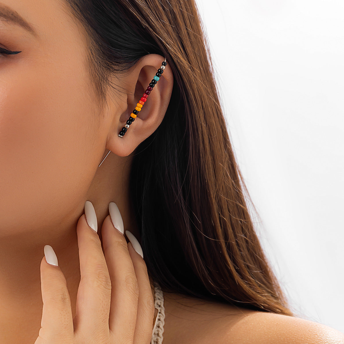 Rainbow Letter Bead Resin Ear Cuff for Women