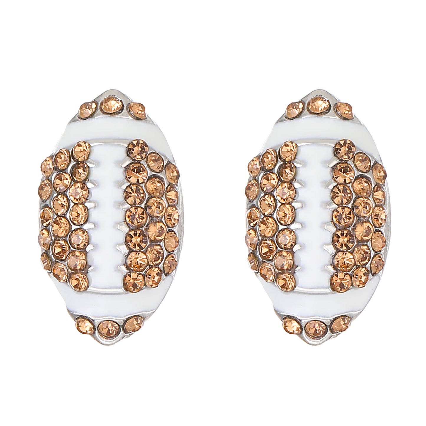 Geometric Round Rhinestone Inlaid Alloy Sports Ball Stud Earrings for Unisex