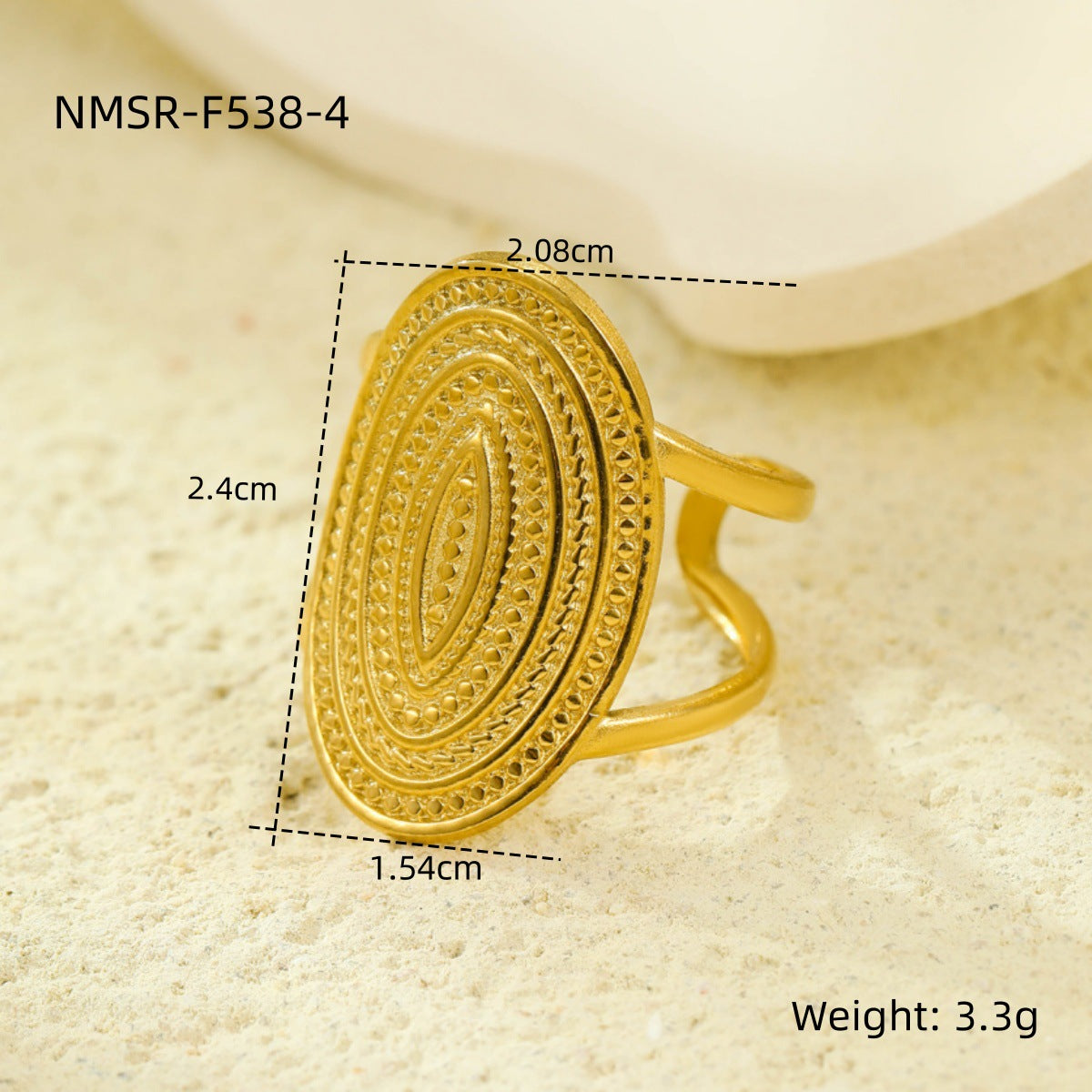 Anello aperto geometrico minimalista in acciaio inossidabile con placcatura in oro 18 carati, design multistrato cavo da donna