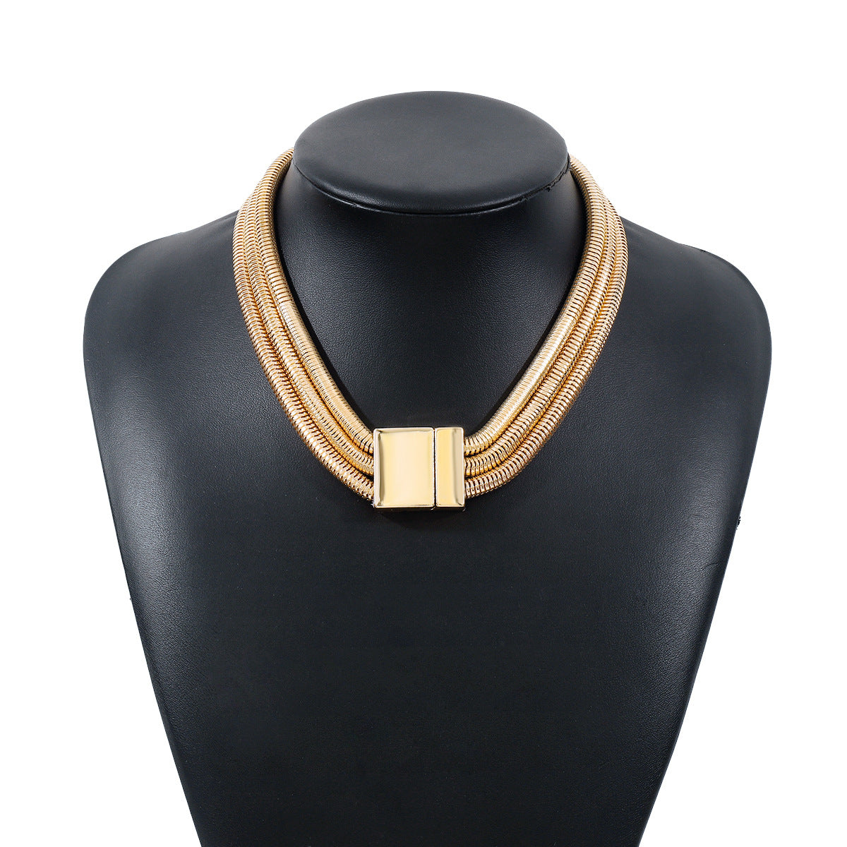 Collana con pendente geometrico dolce e grintoso con chiusura magnetica e braccialetto elastico da donna