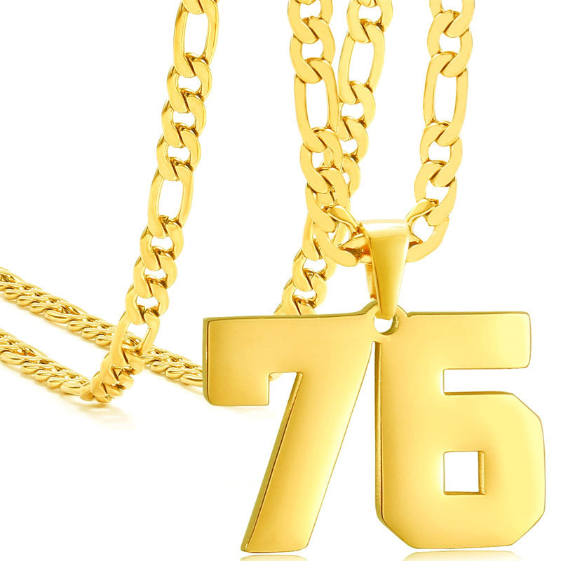 Minimalist Numeric Pendant Necklace for Men and Women Stainless Steel Chain with Polished Titanium Steel Charm