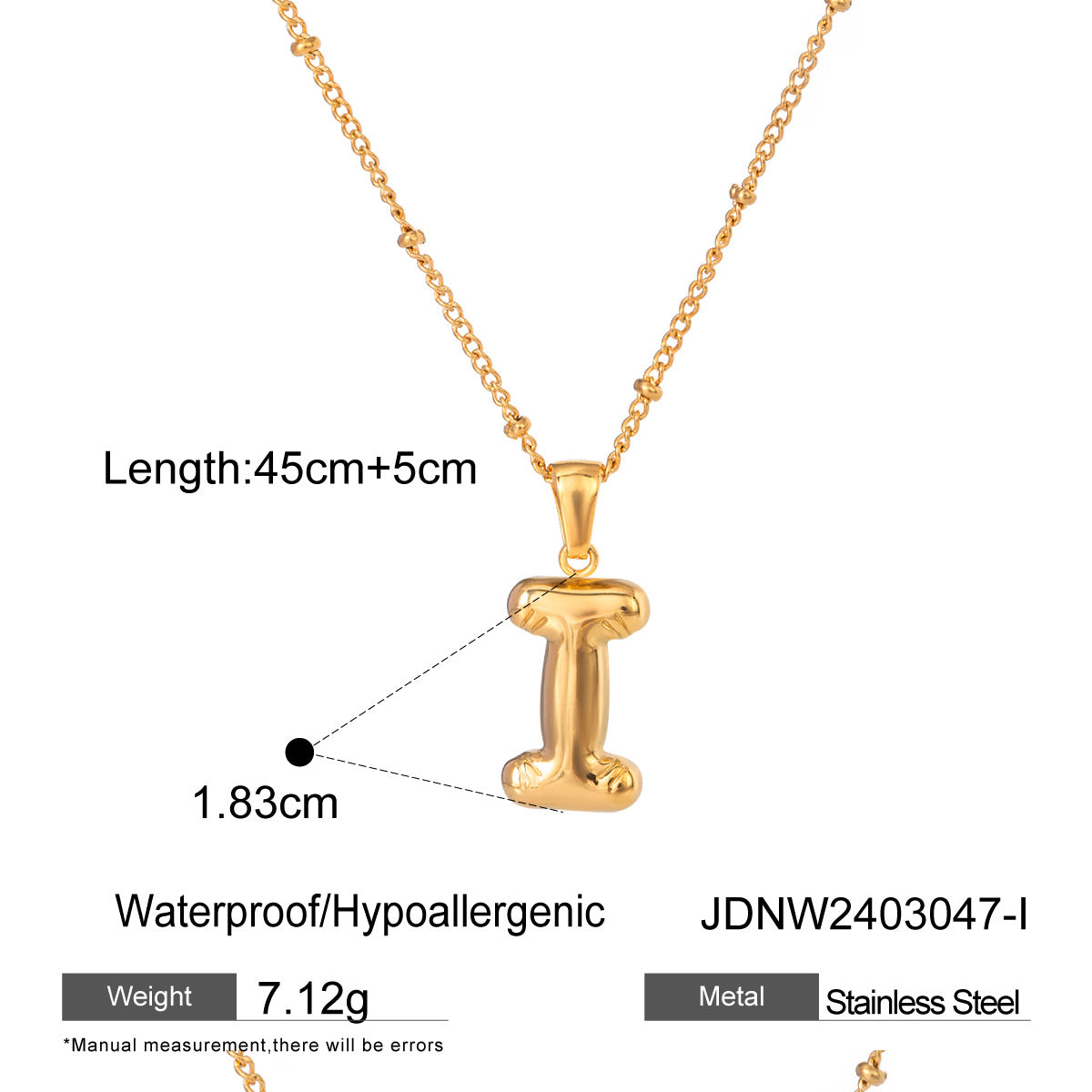 Minimalist Stainless Steel Letter Pendant Necklace Plated Titanium Steel Chain for Women