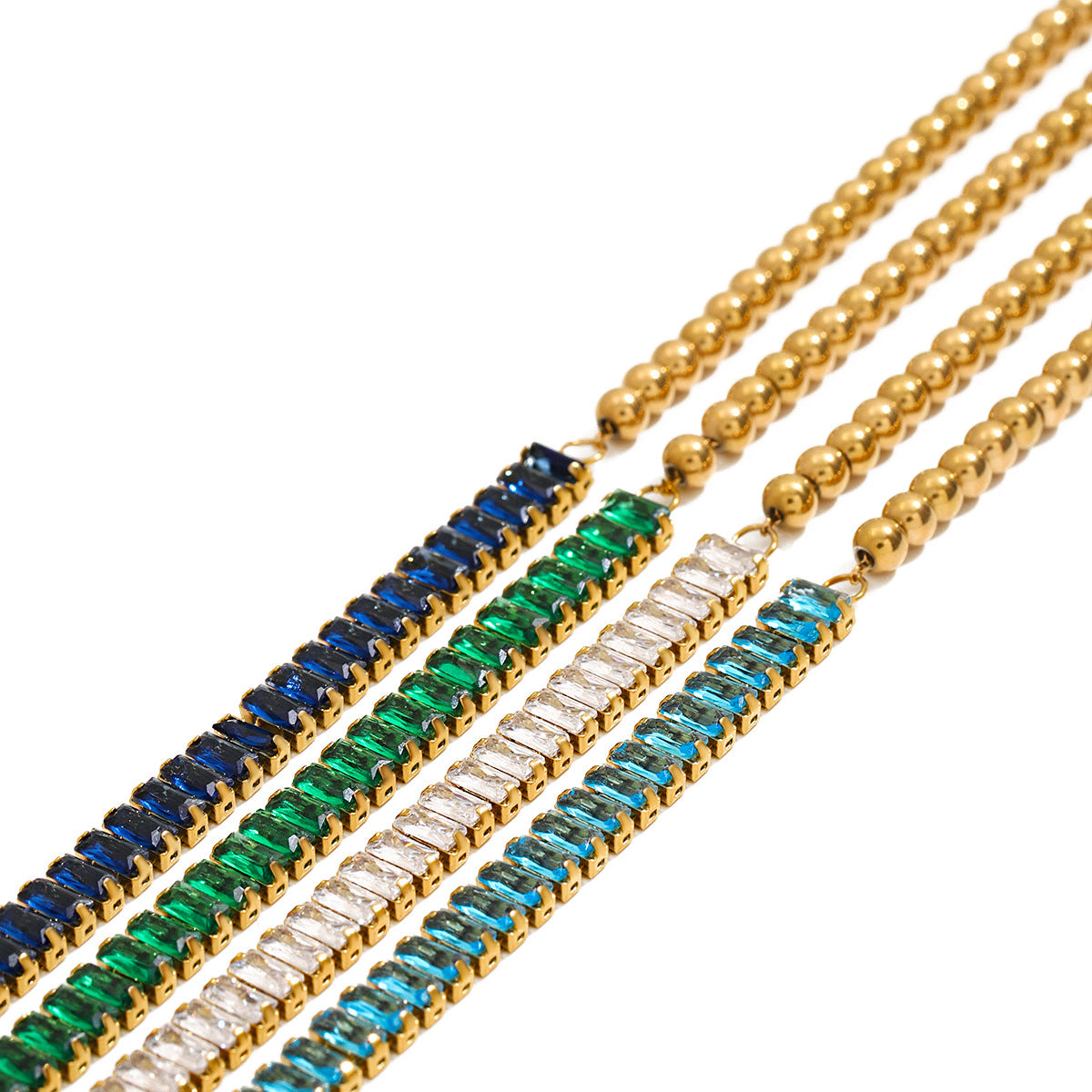 Pulsera Minimalista de Lujo Geométrica de Acero Inoxidable con Circonita Cúbica para Mujer