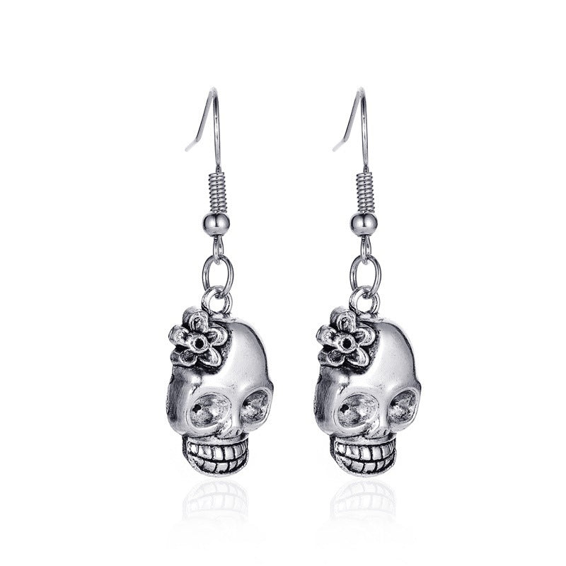 Pendientes de aleación con diseño de calabaza y calavera, estilo punk, chapados en oro, para mujer, temáticos de Halloween