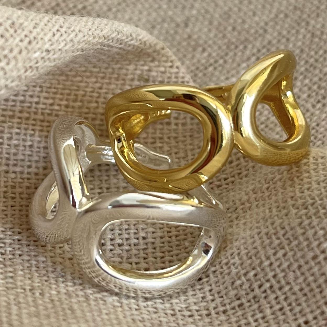 Anillo de plata de ley 925 con forma de corazón geométrico para mujer, estilo dulce, fresco y minimalista