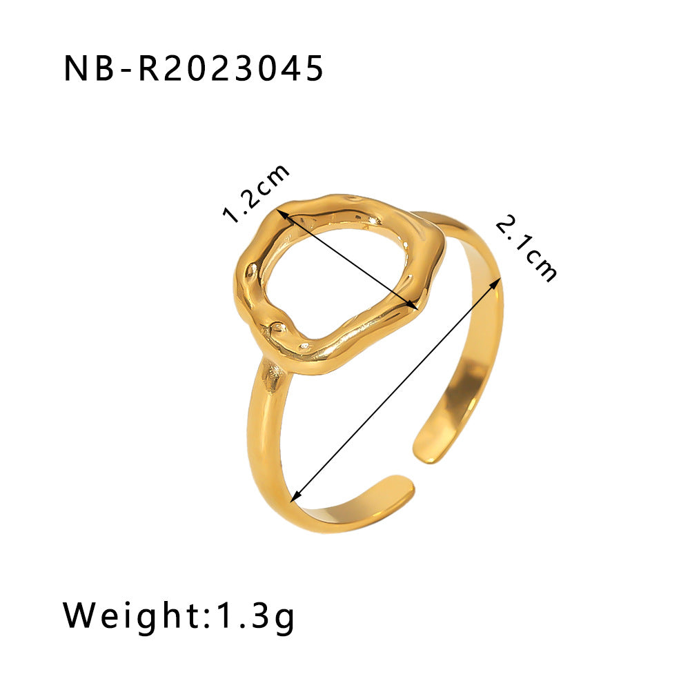 Minimalist Heart-Shaped Geometric Stainless Steel Open Ring for Women with 18K Vacuum Plating Finish