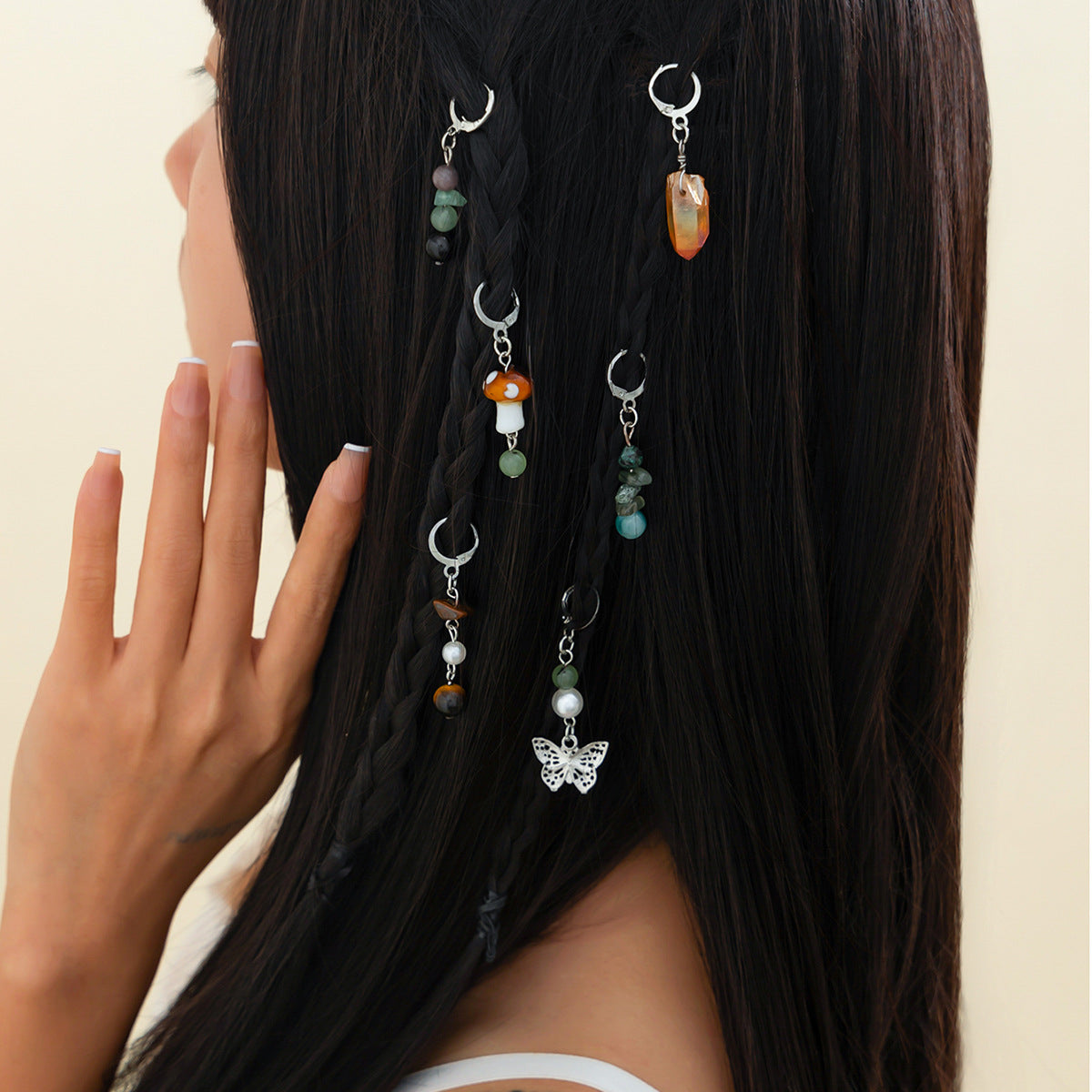 Creative Butterfly Alloy Hair Claw Clip with Crystal and Turquoise Inlay Plated Hair Accessory for Women