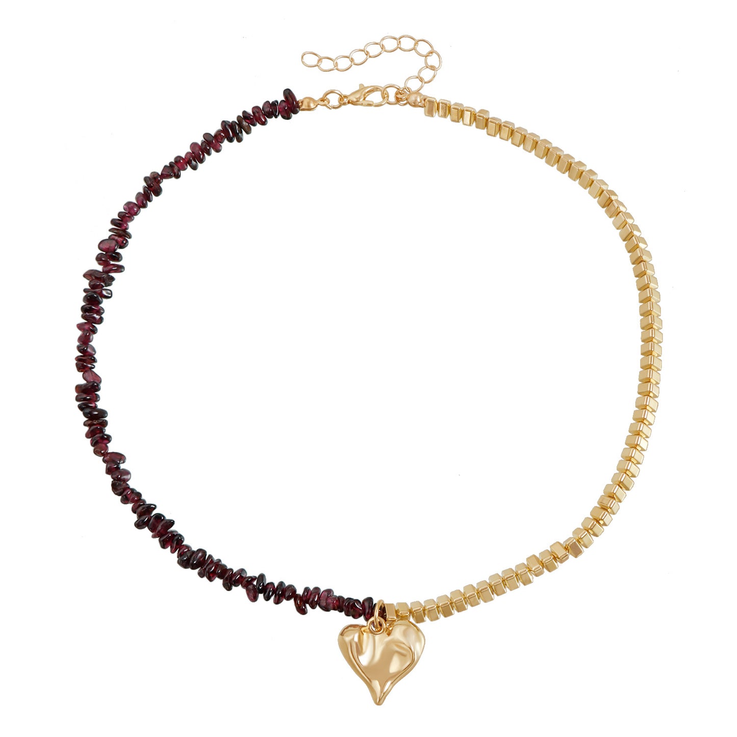Elegante collar de aleación geométrica en forma de corazón para mujer con incrustaciones de diamantes de imitación degradados y acabado chapado