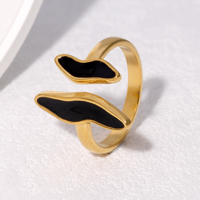 Anello Aperto Regolabile Geometrico Minimalista in Acciaio Inossidabile Placcato Oro 18K da Donna