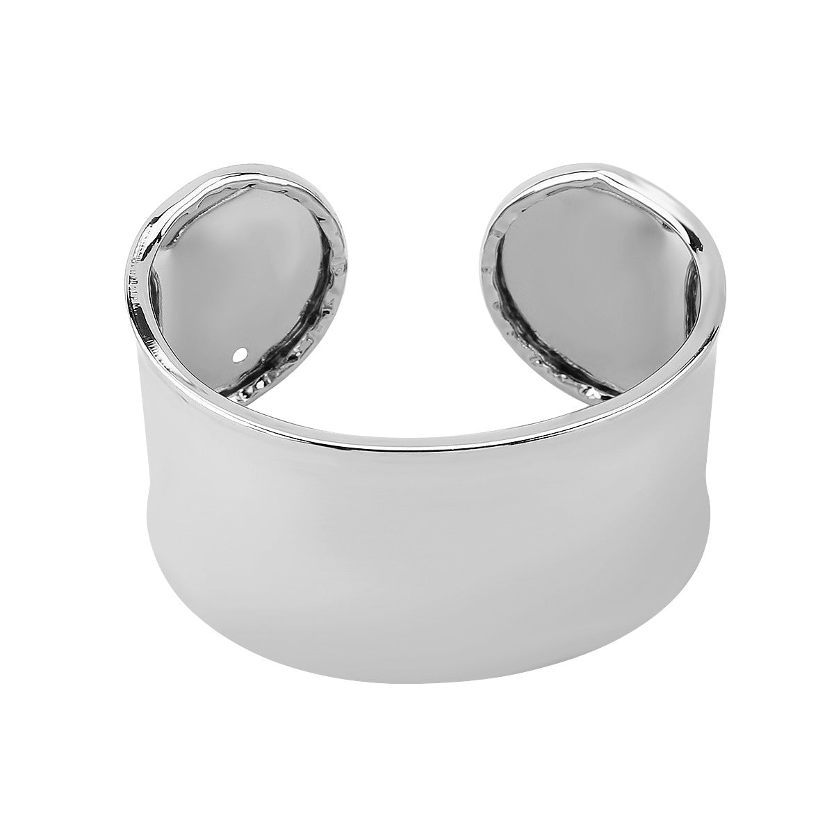 Brazalete de puño de metal pulido, geométrico y minimalista, con apertura ajustable para mujer