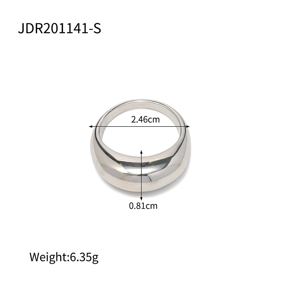 Vintage-Inspired Geometric Smooth Domed Titanium Steel Ring for Women