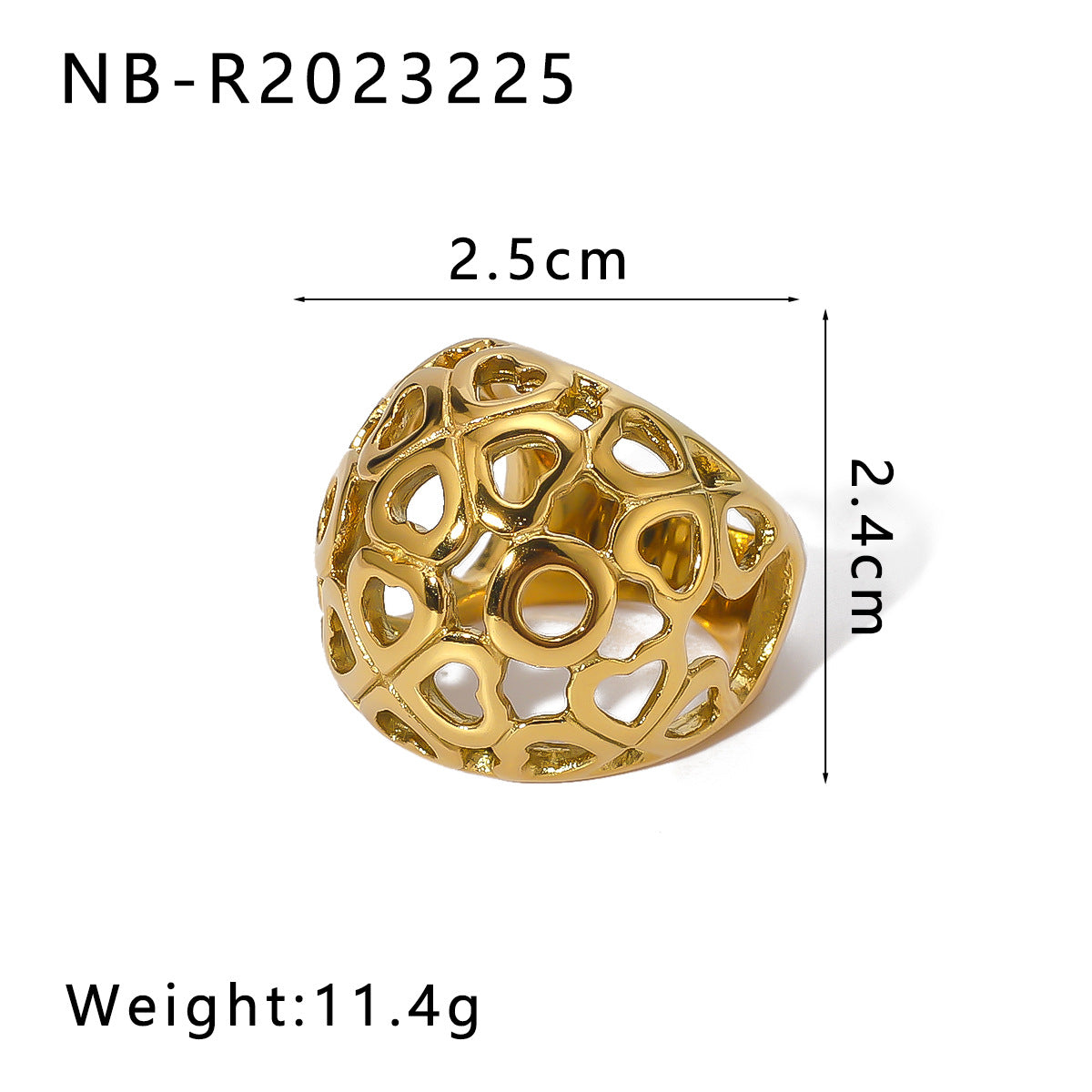 Minimalist Geometric Heart-Shaped Stainless Steel Ring with 18K Gold Plating for Women and Men