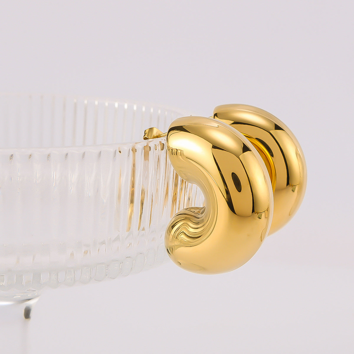 Minimalist C-Shaped Geometric Stainless Steel Earrings with 18K Gold Vacuum Plating Waterproof Fade-Resistant for Women