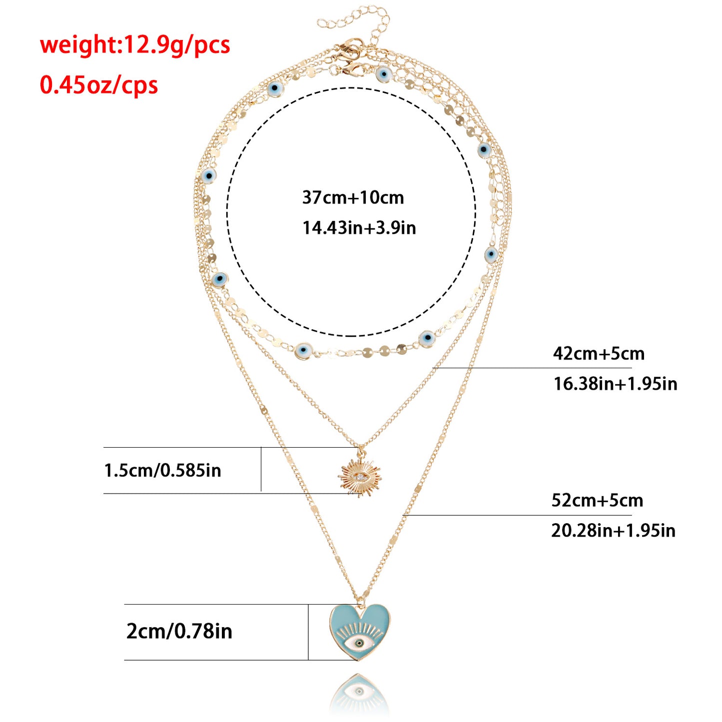 Minimalist Evil Eye Pendant Necklace for Women with Geometric Alloy Design and Plated Finish