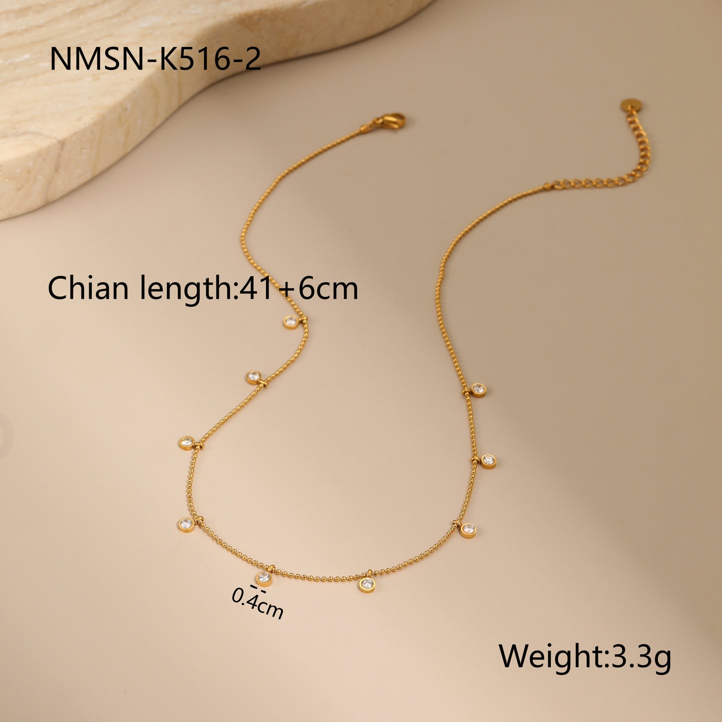 Collana geometrica in acciaio inossidabile con intarsio in zircone placcato per donna, catena alla clavicola alla moda
