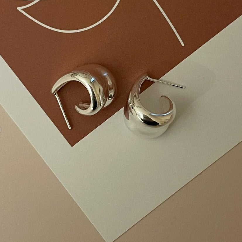 Minimalist Geometric Letter Stud Earrings in 925 Sterling Silver with Gold Plating